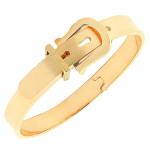 Stainless Steel Gold Tone Belt Buckle Adjustable Bangle Bracelet 